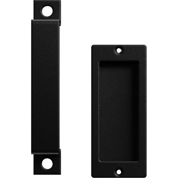 Ekena Millwork 7" Pull Handle & 6" Flush Pull for 2 1/4" Doors, Matte Black GB6001PP5076MB